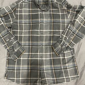 Eddie Bauer Gray and Yellow Plaid Shirt